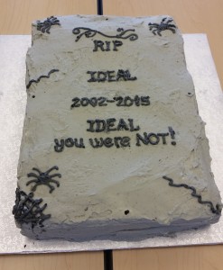 The team celebrated the retirement of ideal with cake.